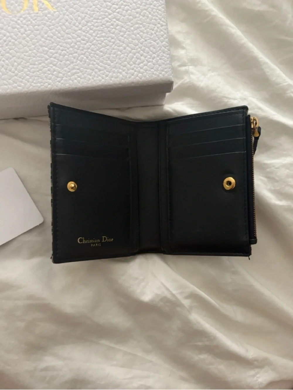 Dior CD Oblique Bifold Wallet in Navy and Beige